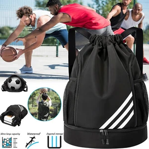 Sport Rucksäck Damen Sportbeutel Kordelzug Turnbeutel Herren Basketball Rucksack - Bild 1 von 12