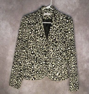 Chicos Blazer Womens size 4 Leopard Animal Print Decorative Pockets - Picture 1 of 8