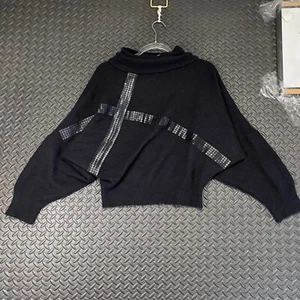 Vintage Serge Blecher Black Cowl Neck Relaxed Sweater France Women's Size Small - Picture 1 of 8