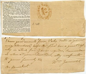 USA RHODE ISLAND NEWPORT PMK MARCH 10 on PIECE + SIGNATURE WILLIAM GAMMELL c1860 - Picture 1 of 3
