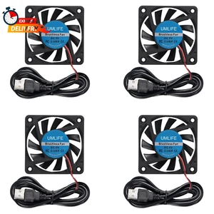 60Mm Fan, 4-Pack 5Volt 0.18A USB 60X60X10Mm 6010 Brushless DC Computer CPU Heat - Afbeelding 1 van 12