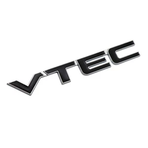 Black VTEC Sticker Emblem Racing Car Body Side Rear Trunk Lid VIP Modified Badge - Picture 1 of 10