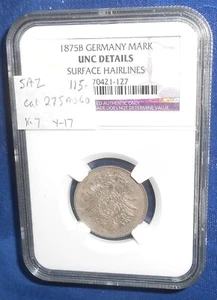 Germany 1875-B mark uncirculated with details in NGC holder - Picture 1 of 5