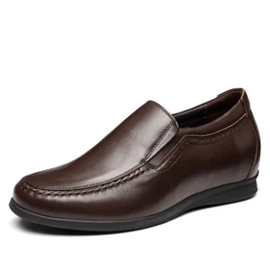US8 CHAMARIPA Height Increase SHOES Men brown slip on elevator Loafer 6cm/2.3" - Picture 1 of 4