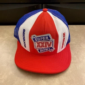 Vintage 90s Football Superbowl Trucker Snapback Hat Cap XXIV Broncos 49ers USA - Picture 1 of 11