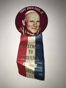 Papst Johannes Paul II Willkommen in Amerika Oktober 1979 Band Pinback Button Pin - Bild 1 von 3