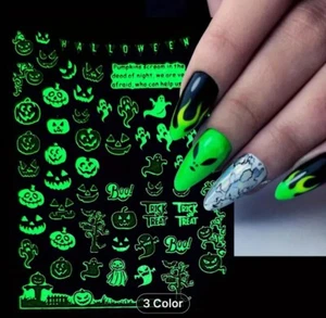 Nail Art Stickers GLOW IN THE DARK HALLOWEEN CY-048 - Picture 1 of 4