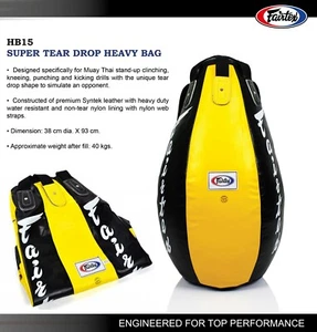 UNFILL FAIRTEX SUPER TEAR DROP MUAYTHAI Boxing Heavy Bag HB15 - Picture 1 of 7