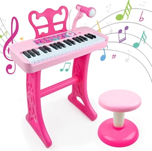 Kids Piano Keyboard Toys - 37 Keys Keyboard Piano with Microphone Stool and 2 Sp - Picture 1 of 12