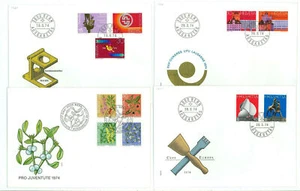 Switzerland J75 4 FDC 1974 Architecture Monument Sculpture Plants Flowers - Picture 1 of 1