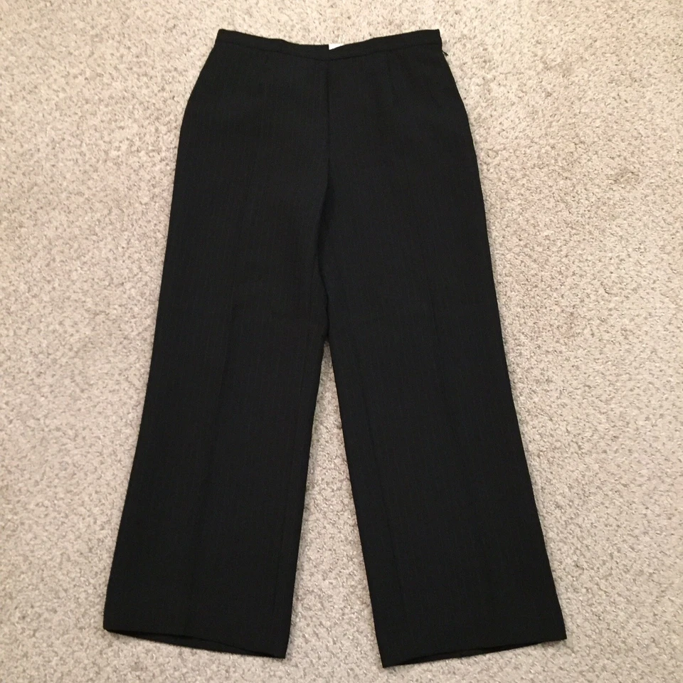 Le Suit Dress Pants Womens Size 6P Black Striped Straight Leg Lined 29x27 - Image 1 of 4