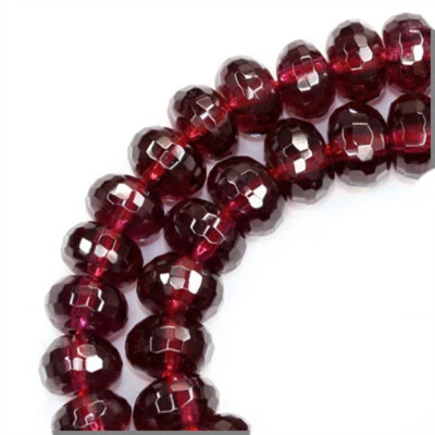  Cuentas rondelle facetadas granate rodonita roja de 8" 6 mm 86ct #67081 Foto 1 de 2