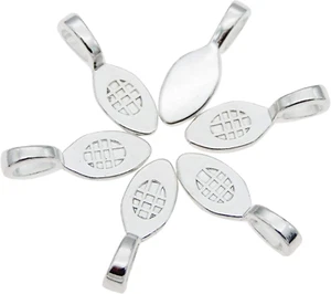 100pcs Silver Glue-on Bail Charms for Glass Tile DIY Pendants, 22x8mm - Picture 1 of 3