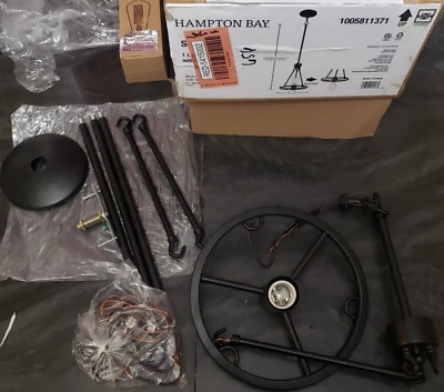 Hampton Bay Stratton Pendant Light Fixture 1005811371 Black 9"x60" Adjustable - Image 1 of 4