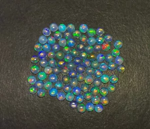Natural Ethiopian Blue Fire Opal Round Cabochon Loose Gemstone 17 Pcs 6 MM 10 CT - Picture 1 of 5