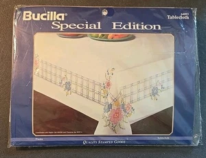 Vtg Bucilla Special Edition Fiesta Floral 52"x70" Stamped Tablecloth Embroidery - Picture 1 of 8
