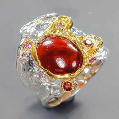 Anel exclusivo de hessonita natural prata esterlina 925 tamanho 8,5/R426780 - Imagem 1 de 4