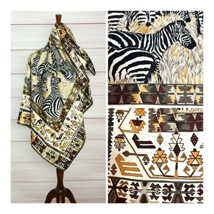 Bufanda de seda de sarga Wathne estampado de cebra estilo africano frontera enrollada a mano Japón - Imagen 1 de 15