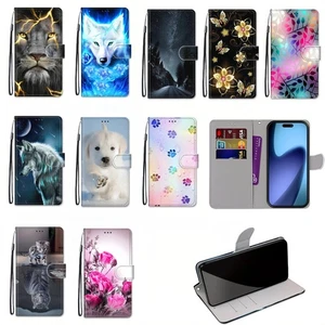 Wolf Cat Flower Wallet Phone Case For Nokia 6.3 C12 C22 C32 G10 G42 G310 G21 G20 - Picture 1 of 18