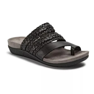 Baretraps Jonelle Black Leather Braided Strap Thong Slide Sandals Sz 9W NIB - Picture 1 of 13