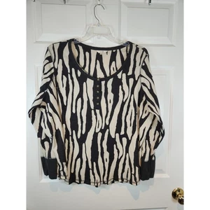 Women's sz 4X Black and Tan Long Sleeved Thermal Weave T Shirt by Terra and Sky - Picture 1 of 5