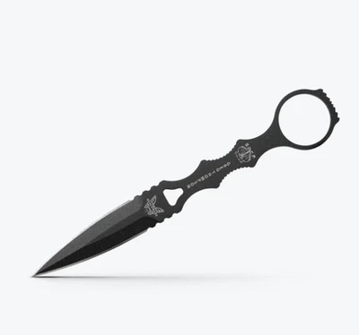 Cuchillo de hoja fija SOCP Dagger 176BK hecho en banco, acabado recubierto, funda de mango negro Foto 1 de 4