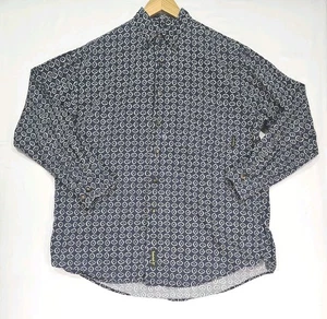 Mens Medium Vintage Timberland Weathergear Shirt Blue Geometric All Over Design - Picture 1 of 13