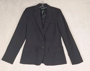 Lauren Ralph Lauren Women’s 2 Equestrian Blazer Wool Ribbed Collar Two Button - Picture 1 of 19