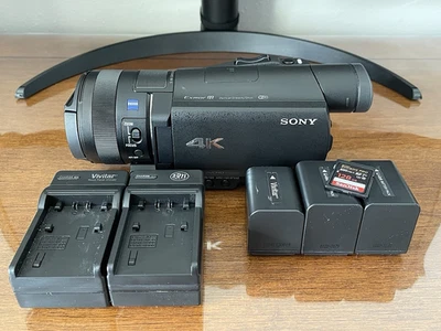 Sony FDR-AX100 Handycam 20MP 4K Camcorder w/ x3 Batteries, x2 Chargers, SD Card - Image 1 of 4