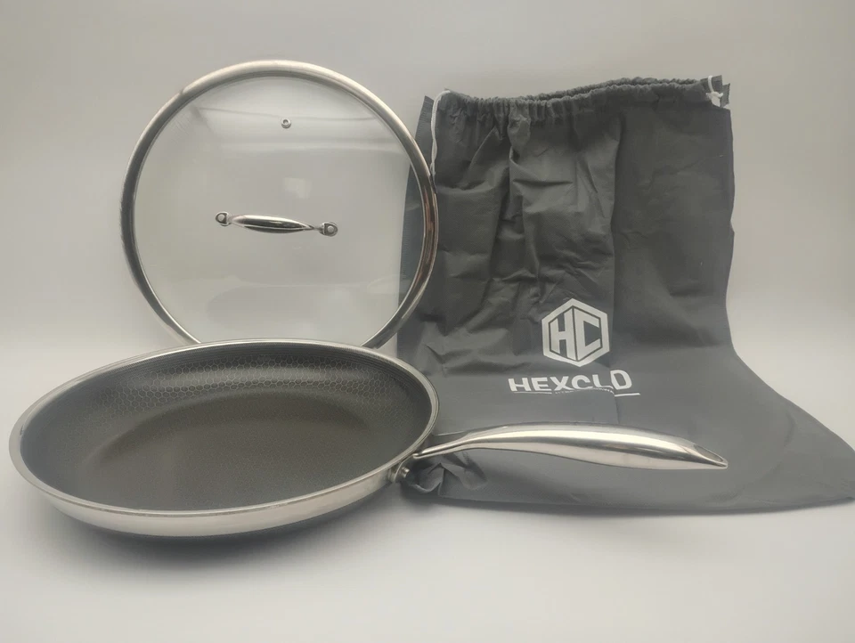 HEXCLAD 12" Hybrid Fry Pan Stainless Steel Non-Stick Frying Pan with Lid - Image 1 of 4