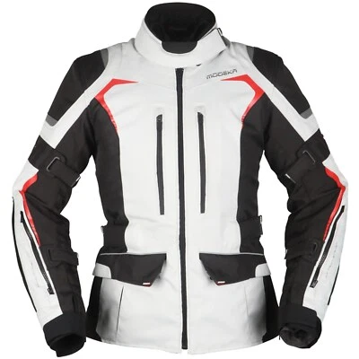 Damen Motorrad Jacke 40 - Modeka Elaya Lady - wasserdicht hellgrau-schwarz - Bild 1 von 4