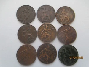 JUEGO DE FECHAS DE FARTHINGS DE BRONCE EDWARD VII 1902-1910 F-VF - Imagen 1 de 5