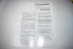 Kingdom Atari 400 800 Computadora Cassette Videojuego Manual Solo - Imagen 1 de 1