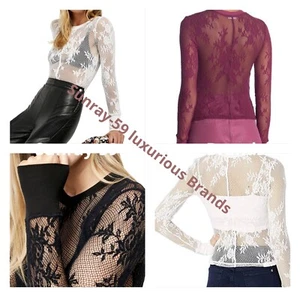 Free People Spitzen Strick Langarm Lagenlook Top - Bild 1 von 1