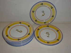 Deruta Italy Set 7 Plates, Yellow, Blue, Flowers - Imagen 1 de 11