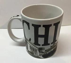 Chicago Coffee Mug Cup 11 ounce Landmarks Navy Pier Millennium Park Black White - Picture 1 of 3