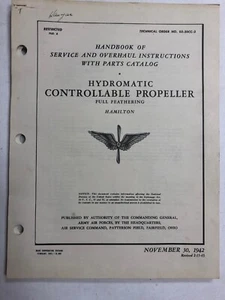 Hamilton Hydromatic Controllable Propeller Service,Overhaul Parts 1942 Original - Picture 1 of 12