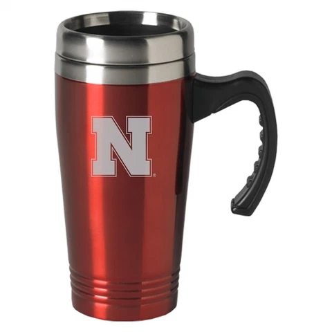 Nebraska Cornhuskers Engraved 16oz Stainless Steel Travel Mug - Red Cover