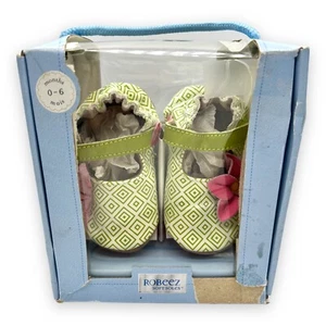 Zapatos para bebé verdes divertidos de verano Robeez de 0-6 meses cuero - Imagen 1 de 6