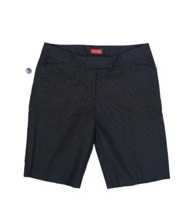 Bermudas de algodón con bolsillos delanteros planos con solapa y puntos tostados negros Elle para mujer 10 Foto 1 de 4