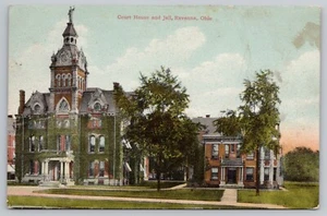 1910s Ravenna, Ohio - Courthouse Jail & Sheriff's Residence - Maine St. Postcard - Picture 1 of 3