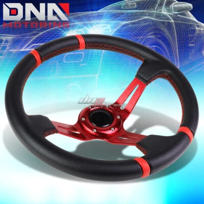 VOLANTE DE CORRIDA 350MM LISTRAS VERMELHAS 3,5" PRATO PROFUNDO AJUSTE 70MM ADAPTADOR DE 6 PARAFUSOS - Imagem 1 de 4