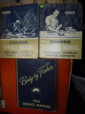 1966 CHEVROLET CHEVY II CHEVELLE CORVETTE EL CAMINO FACTORY SERVICE MANUAL SET Foto 1 de 4