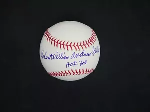 "BOB" ROBERT WILLIAM ANDREW FELLER - FULL NAME SIGNED OMLB BASEBALL - PSA COA - Picture 1 of 7
