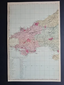 Antique 1881 map - Southwest Wales - Pembrokeshire - Bacon / Weller - Picture 1 of 10