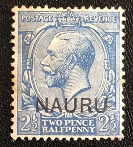 1916 NAURU 2 1/2d STAMP OVERPRINT -TWOPENCE HALFPENNY-KING GEORGE V-Sg NR 6-MH - Picture 1 of 4