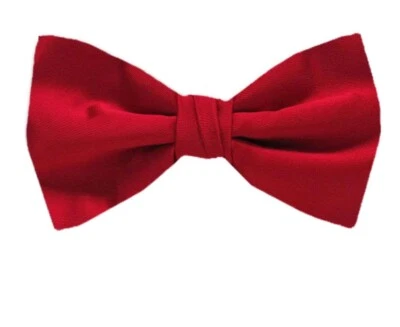 Gravata borboleta vermelha pré-amarrada de cetim sólido para escolas formais de casamento - Imagem 1 de 2