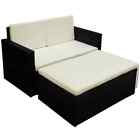 Vidaxl 2 Piece Garden Lounge Set With Cushions Poly Rattan Black Durable