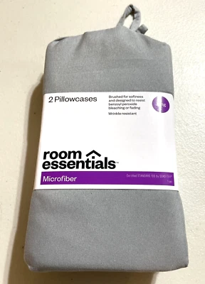 Juego de 2 fundas de almohada KING sólidas de microfibra GRIS - elementos esenciales para la habitación. 100% poliéster Foto 1 de 4