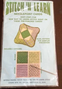 Stitch N Learn Needlepoint Cards Scottish Milanese Checkerboard Checker 1973 - Picture 1 of 7